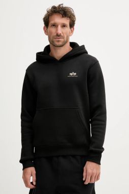 Mikina Alpha Industries čierna farba, s kapucňou, jednofarebná, 148347.533