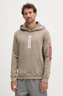 Mikina Alpha Industries zelená farba, s kapucňou, s potlačou, 146338.679
