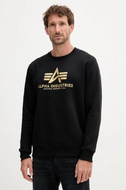 Mikina Alpha Industries čierna farba, s potlačou, 146311.365