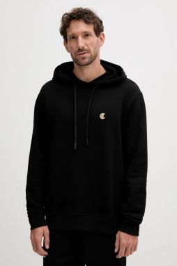 Bavlnená mikina Just Cavalli čierna farba, s kapucňou, jednofarebná, 79OAIT06 CF500