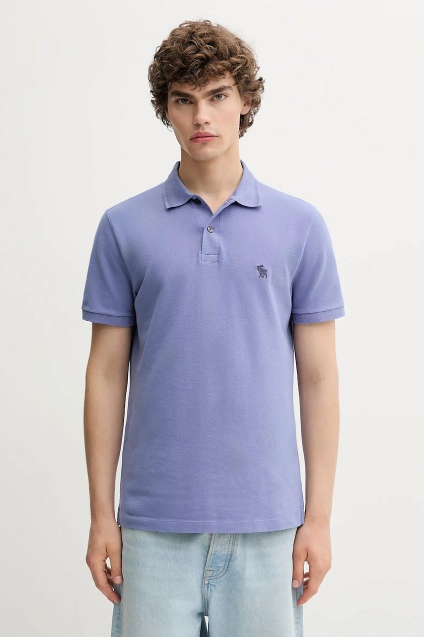 Polo tričko Abercrombie & Fitch pánske, fialová farba, jednofarebné, KI124-5230