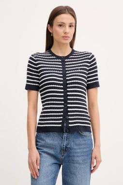 Bavlnený kardigán Tommy Hilfiger tmavomodrá farba, ľahké, WW0WW45707