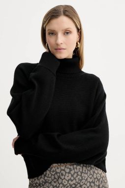 Vlnený sveter MICHAEL Michael Kors čierna farba, s rolákom, MT5617UF2G