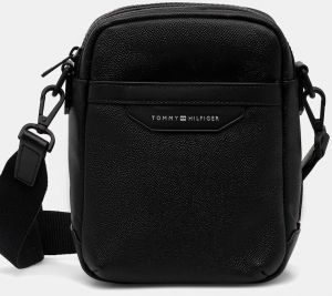 Kožená taška Tommy Hilfiger čierna farba, AM0AM13546