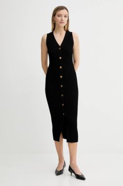 Šaty MICHAEL Michael Kors čierna farba, midi, priliehavé, MT5832533D