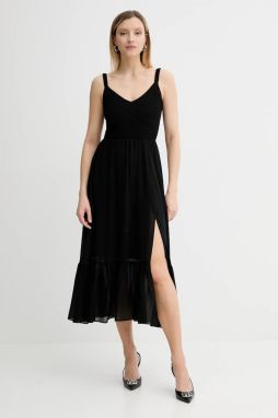Šaty MICHAEL Michael Kors čierna farba, midi, áčkový strih, MT583467R3