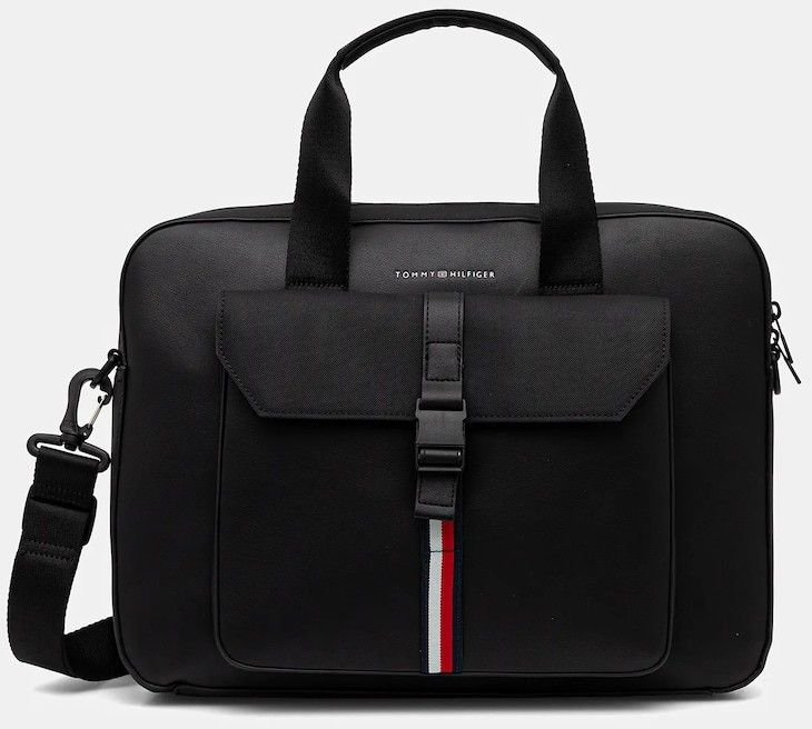 Taška Tommy Hilfiger čierna farba, AM0AM13478