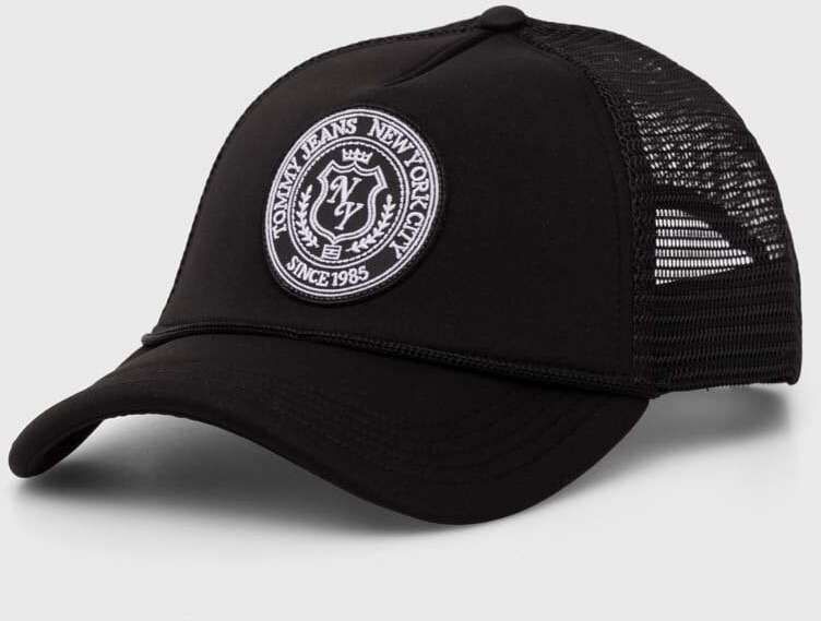 Šiltovka Tommy Jeans čierna farba, s nášivkou, AW0AW16800