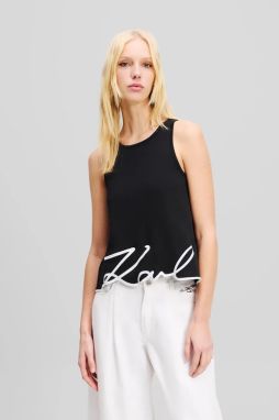 Bavlnený top Karl Lagerfeld čierna farba, A2W17066