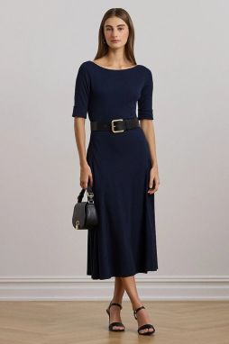 Šaty Lauren Ralph Lauren tmavomodrá farba, mini, áčkový strih, 200973599