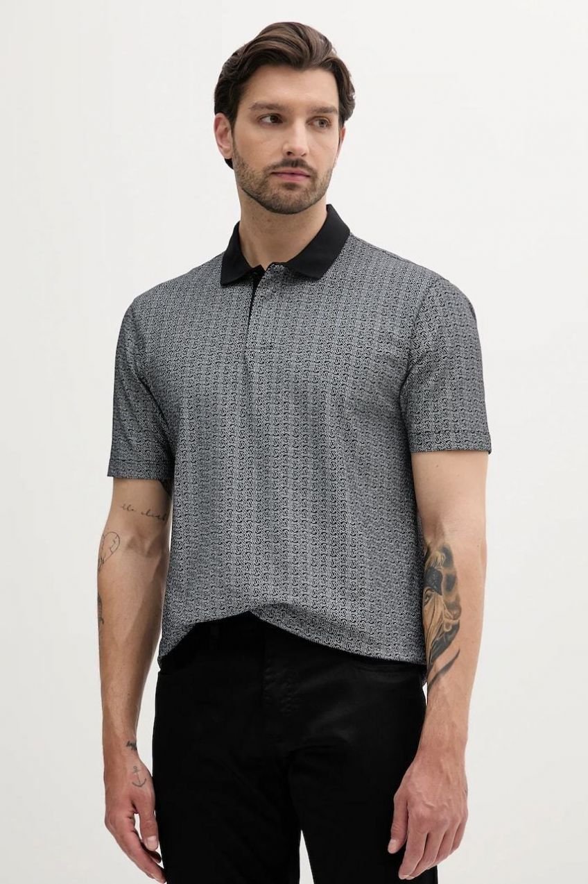 Polo tričko Armani Exchange pánske, čierna farba, vzorované, XM000736 AF10819