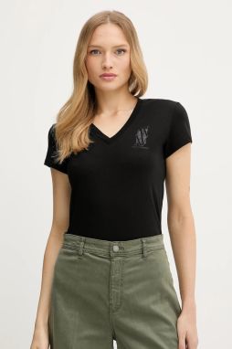 Bavlnené tričko Armani Exchange dámske, čierna farba, XW000553 AF12064