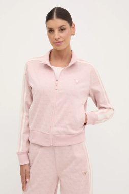 Mikina Guess JEAN dámska, ružová farba, vzorovaná, V5RQ03 KCO90