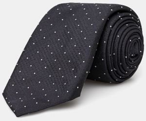 Kravata s prímesou hodvábu BOSS tmavomodrá farba, 50538969