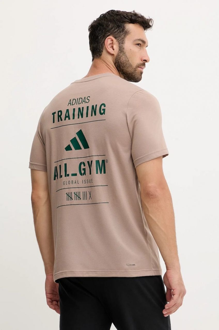 Tréningové tričko adidas Performance Category Training Graphic hnedá farba, vzorované, JM8977