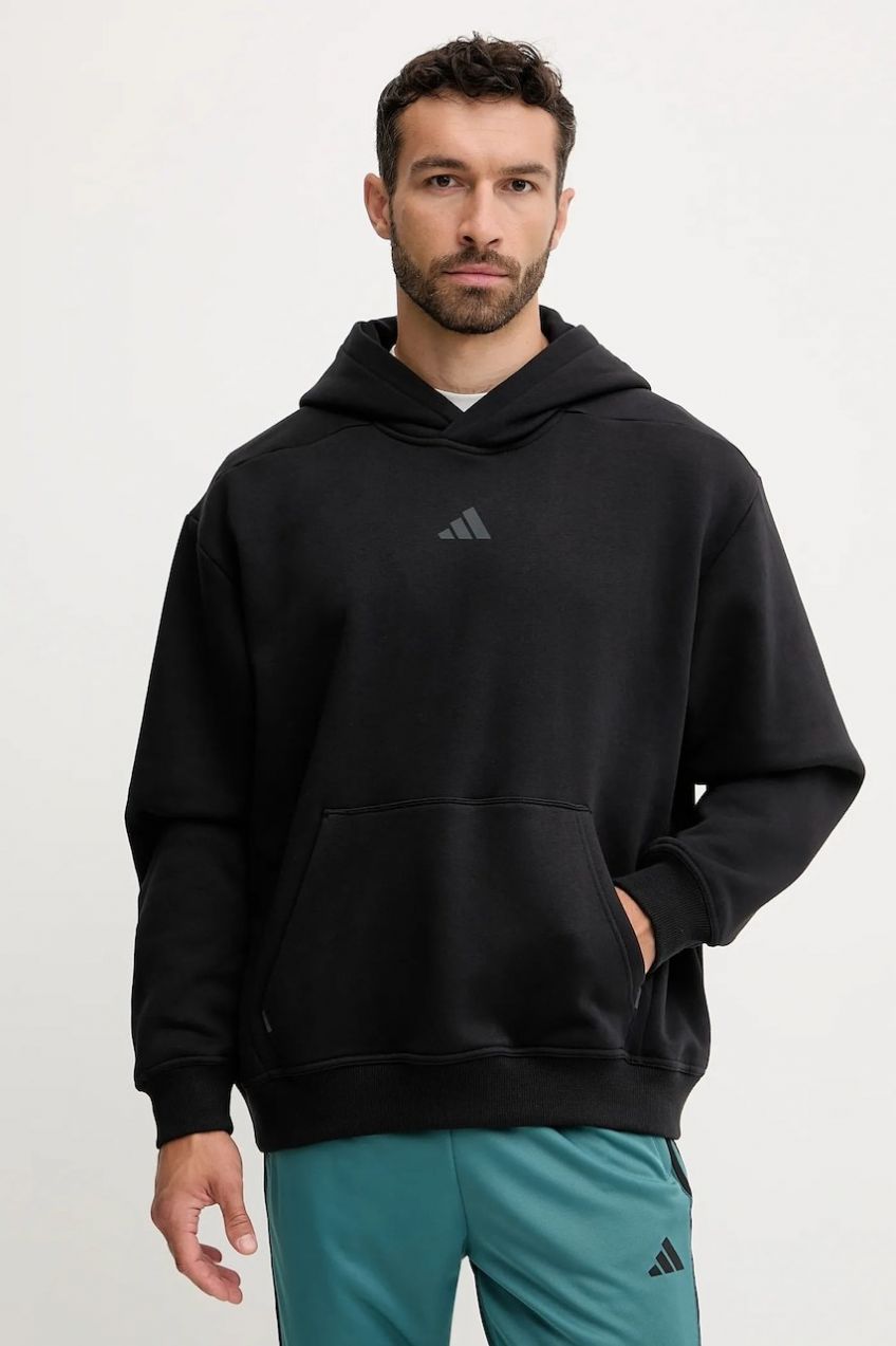 Tréningová mikina adidas Performance POWER čierna farba, s kapucňou, jednofarebná, JZ6248