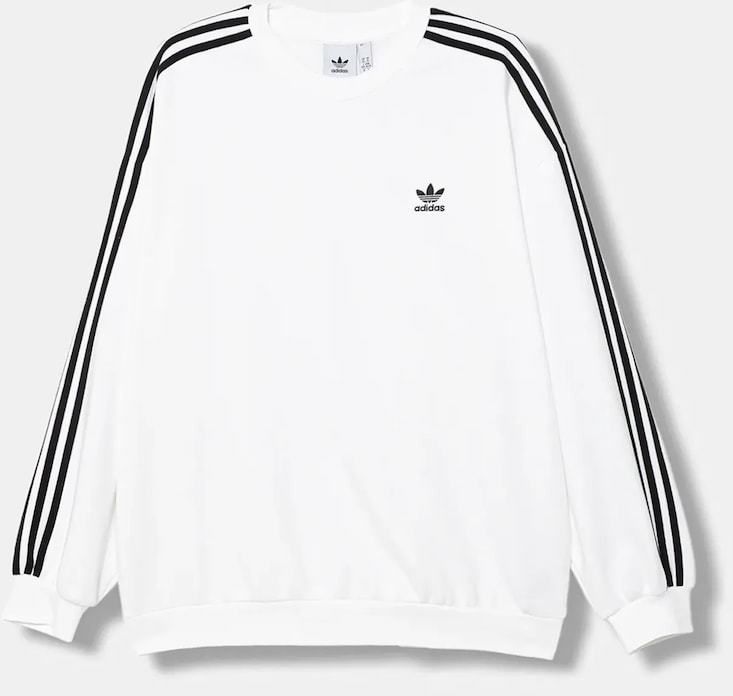 Mikina adidas Originals Oversize Crew biela farba, s nášivkou, JY1404
