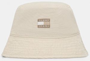 Bavlnený klobúk Tommy Jeans béžová farba, AW0AW17581