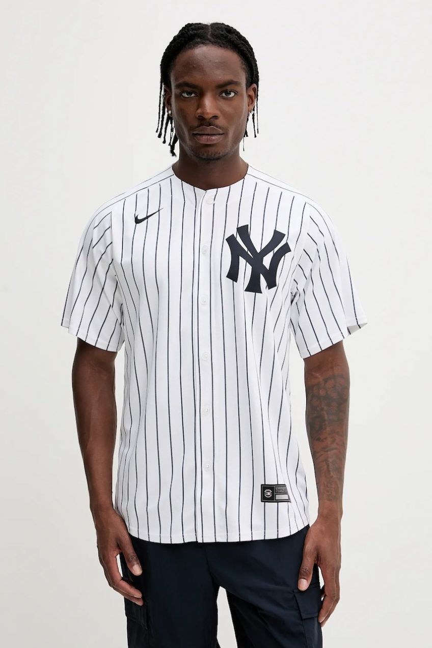 Tričko Nike New York Yankees biela farba, regular, so stojačikom, LM25-NKHO-NK-1U2