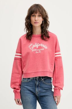 Bavlnená mikina Guess Originals ružová farba, s potlačou, W5YQ24 K68I4
