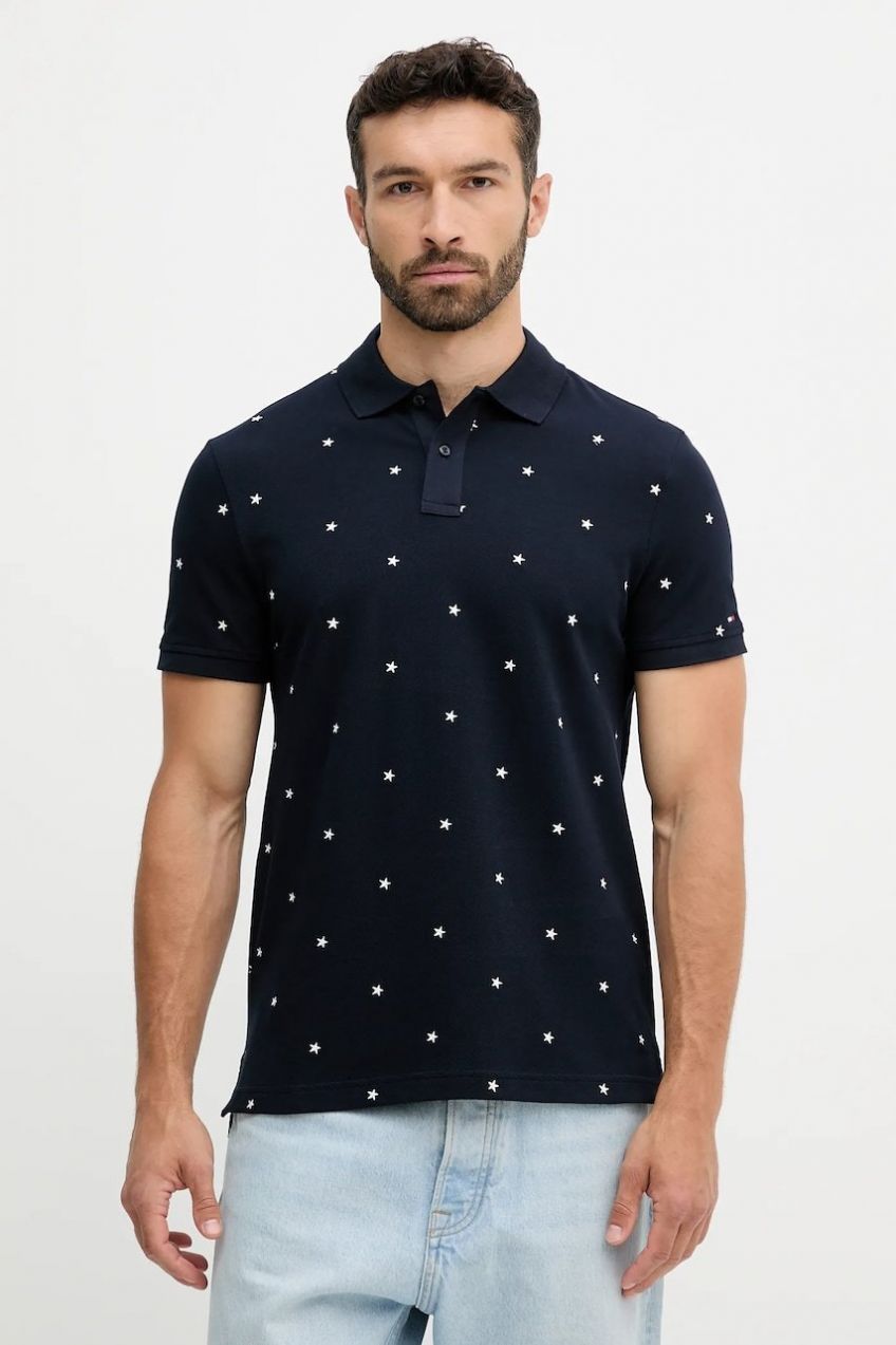 Polo tričko Tommy Hilfiger pánske, tmavomodrá farba, s nášivkou, MW0MW39835