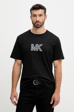 Bavlnené tričko Michael Kors pánske, čierna farba, s nášivkou, CT552LN1V2