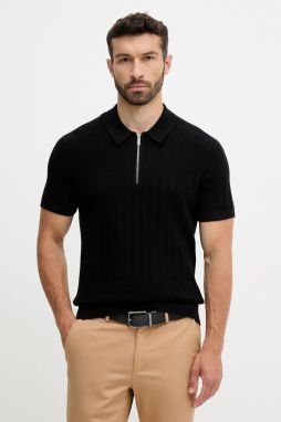 Bavlnené polo tričko Michael Kors čierna farba, jednofarebné, CT560GT469