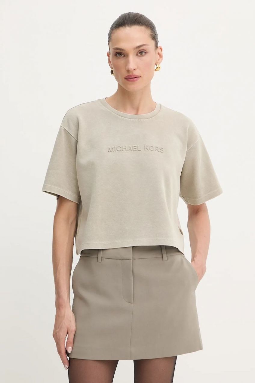 Tričko MICHAEL Michael Kors dámske, béžová farba, MT551T6JQT