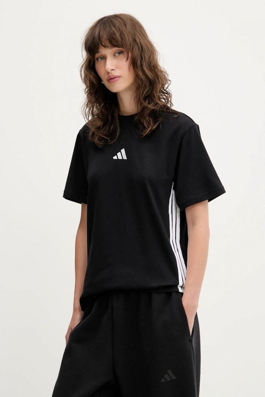 Bavlnené tričko adidas Essentials dámske, čierna farba, JD0846