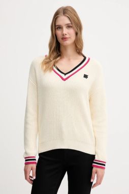 Bavlnený sveter Dkny béžová farba, teplé, DJ5R0730