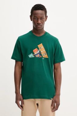 Bavlnené tričko adidas Doodle Hunt Skate Graphic T-Shirt pánske, zelená farba, s potlačou, JM6500