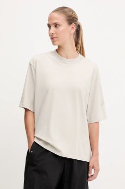 Bavlnené tričko adidas Essentials dámske, béžová farba, JE0001