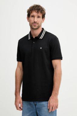 Bavlnené polo tričko Calvin Klein Jeans čierna farba, s potlačou, LV04RC276G