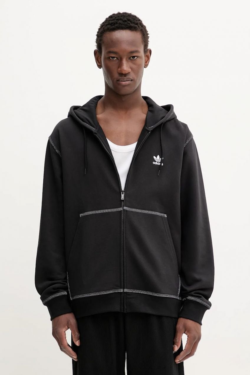 Mikina adidas Originals Essentials čierna farba, s kapucňou, jednofarebná, JW0969