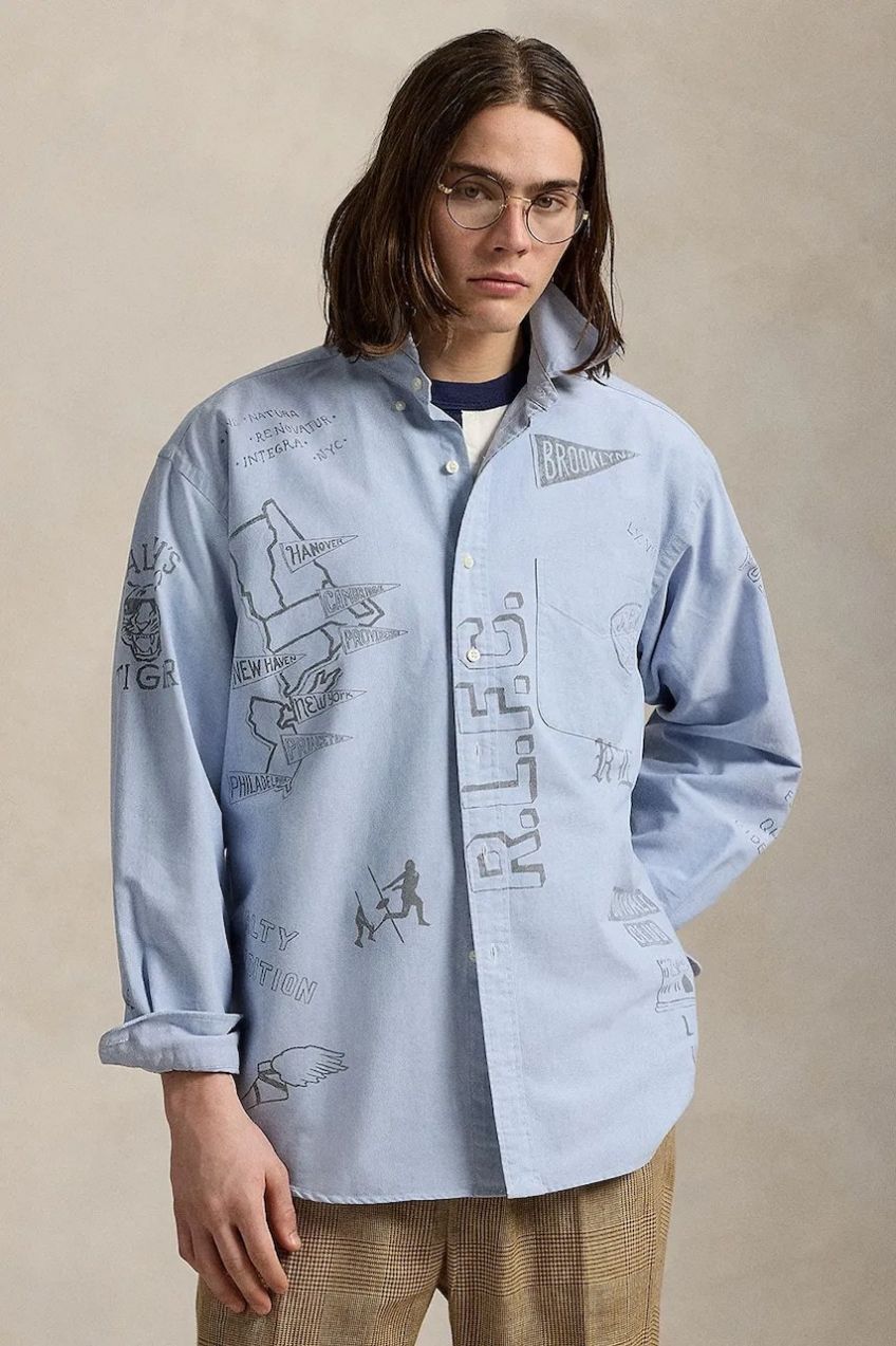 Košeľa Polo Ralph Lauren modrá farba, voľný strih, 710972188