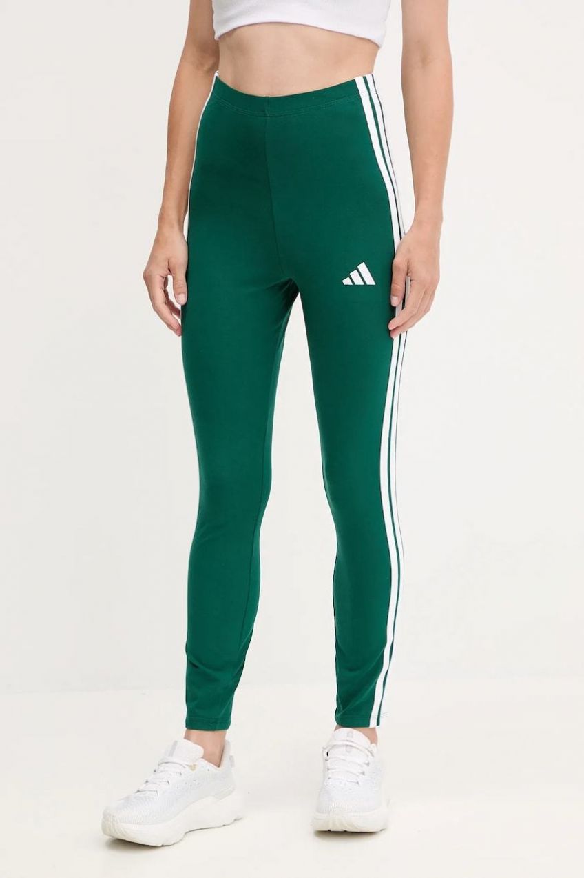 Legíny adidas 3-Stripes zelená farba, vzorované, KB7663
