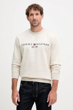 Mikina Tommy Hilfiger zelená farba, s nášivkou