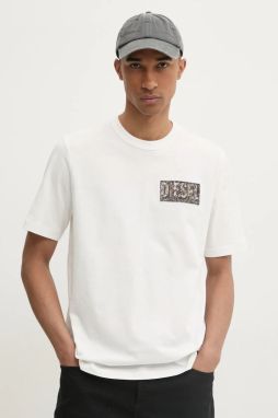 Tričko Diesel T-ADJUST-R19 T-SHIRT pánske, béžová farba, s nášivkou, A17257.0AGRI