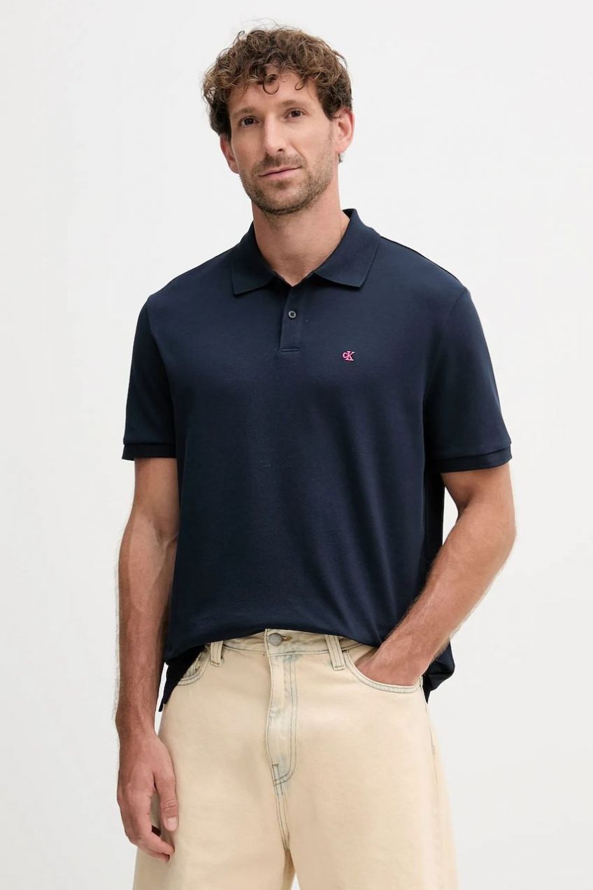 Bavlnené polo tričko Calvin Klein Jeans biela farba, jednofarebné, LV040EM269