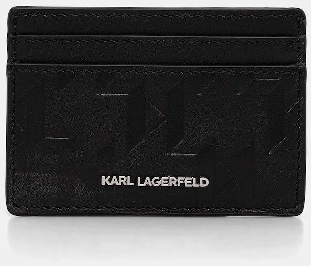 Kožené puzdro na karty Karl Lagerfeld K/IKON čierna farba, A1M32098