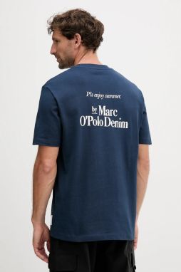 Bavlnené tričko Marc O'Polo pánske, tmavomodrá farba, s potlačou, 5000006584