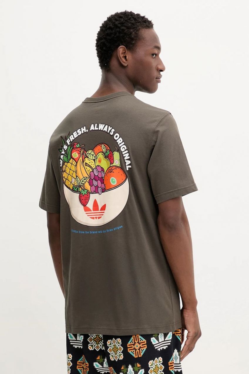 Bavlnené tričko adidas Originals Graphic Lo Ss T pánske, zelená farba, s potlačou, JW2977