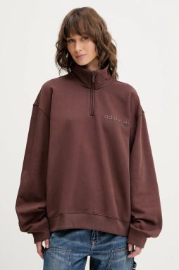 Mikina adidas Originals Essentials hnedá farba, s potlačou, JW1023