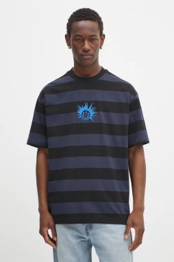 Bavlnené tričko Hugo Blue pánske, čierna farba, vzorované, 50543929