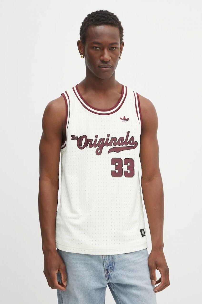 Tričko bez rukávov adidas Originals OG Jersey béžová farba, JM9953