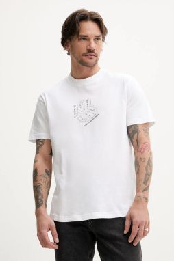 Bavlnené tričko Karl Lagerfeld Jeans pánske, biela farba, s potlačou, A2M17073