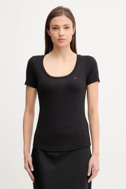 Tričko Tommy Jeans dámske, čierna farba, DW0DW20916