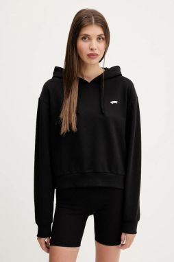 Bavlnená mikina Vans čierna farba, s kapucňou, s nášivkou, VN000P5PBLK1