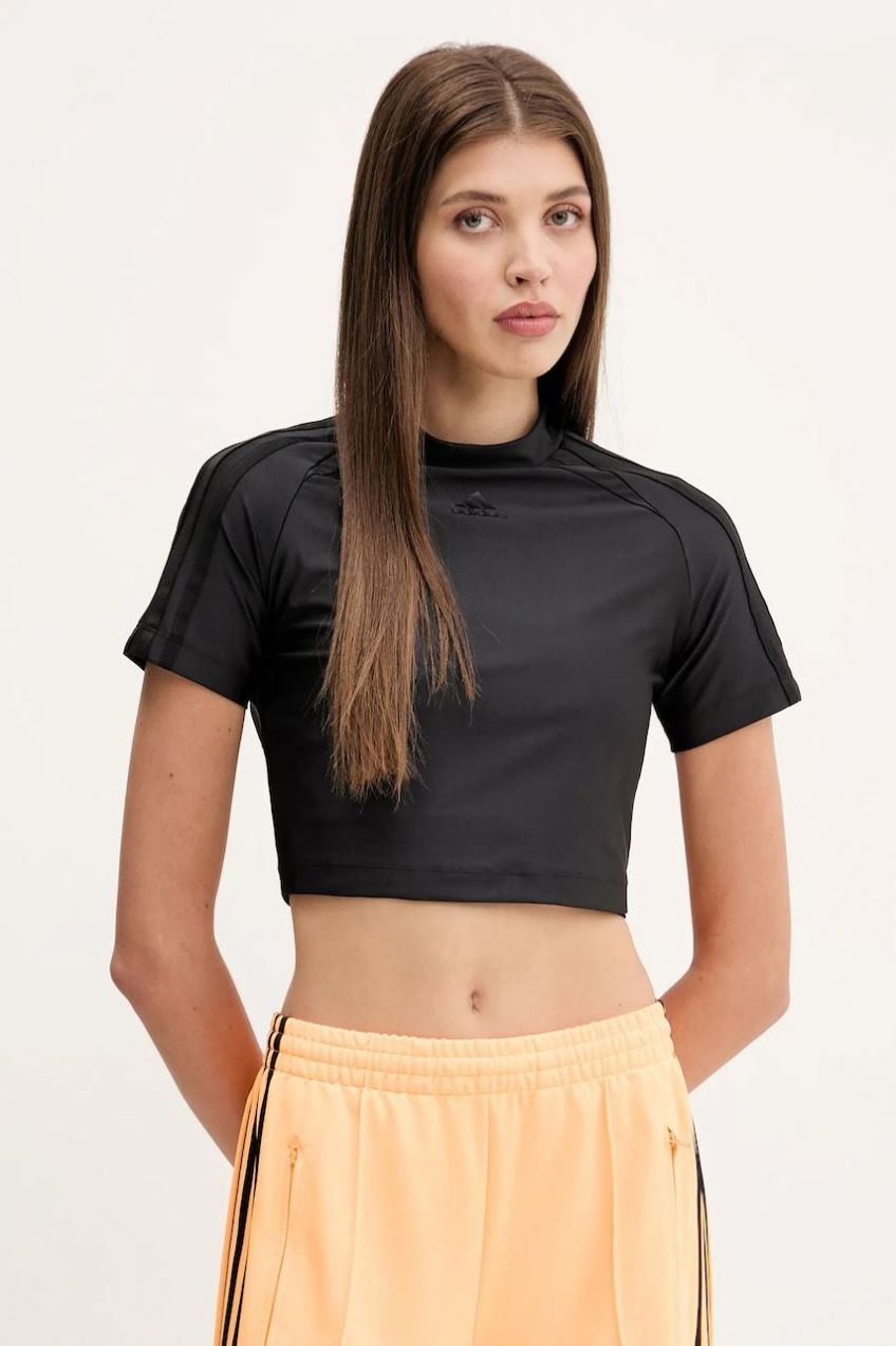 Tričko adidas Originals Teamgeist Top dámske, čierna farba, JZ8278