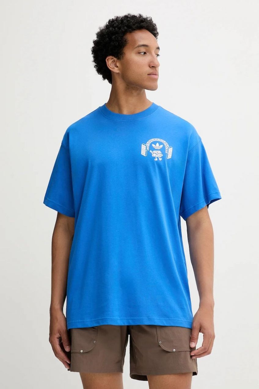 Bavlnené tričko adidas Originals Music Fests Tee pánske, modrá farba, s potlačou, KR5104